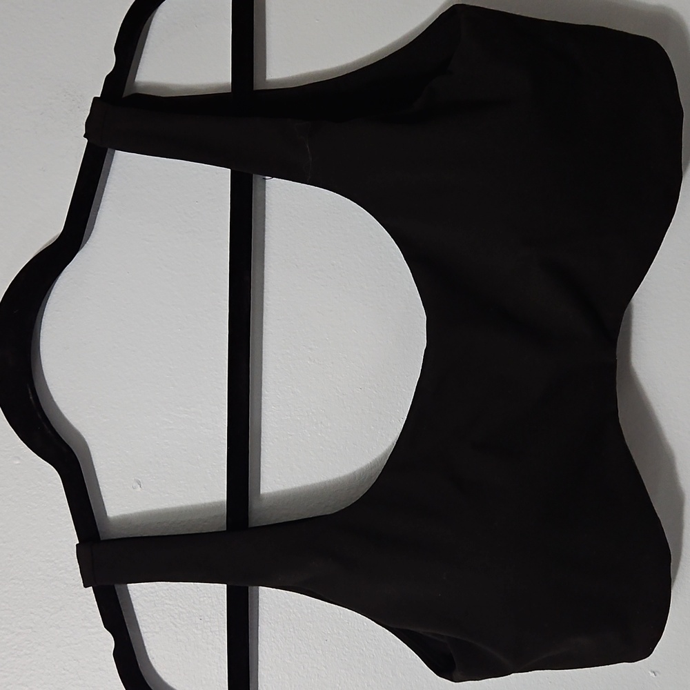 Laslulu Athletic Crop Black Sports Bra Wire Free Seamless Removable Pads Size XL